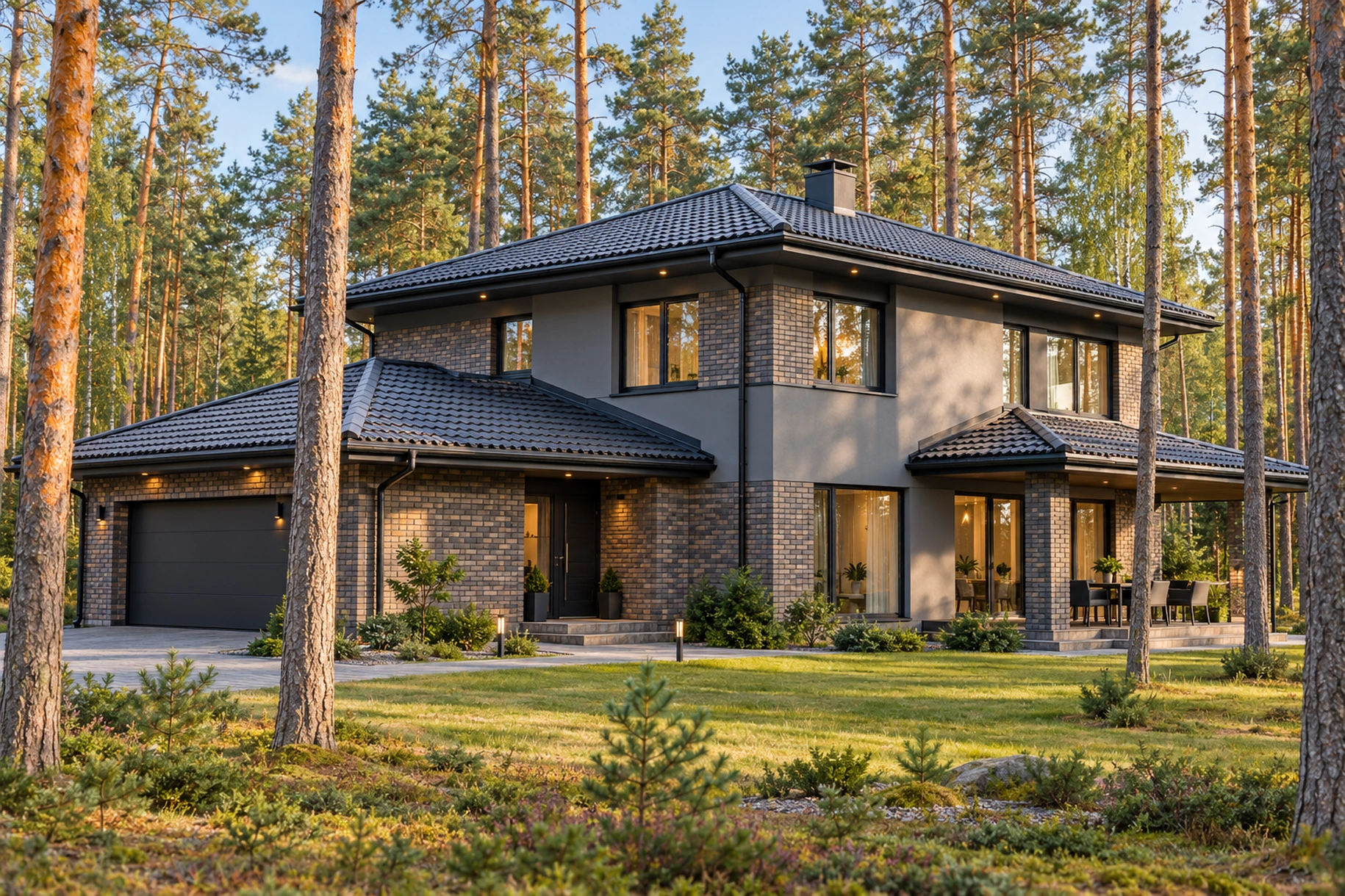 Villa priežu ieskautā vidē
